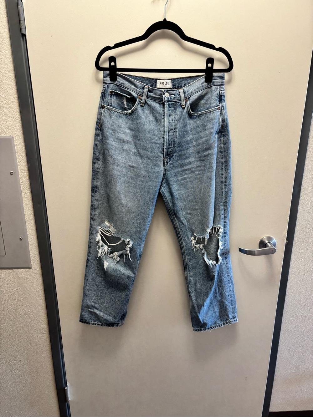 Agolde Light Wash Ripped Men's Straight Jeans